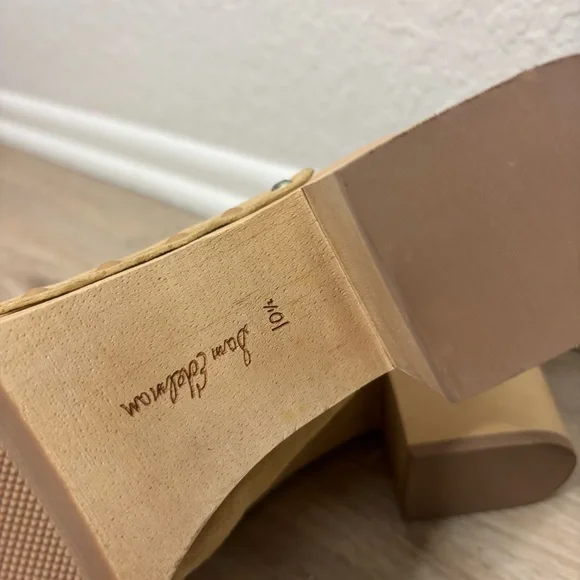 New Sam Edelman Josselyn Tan Suede Platform Wooden Mules Clogs Size 10.5 - Picture 6 of 7